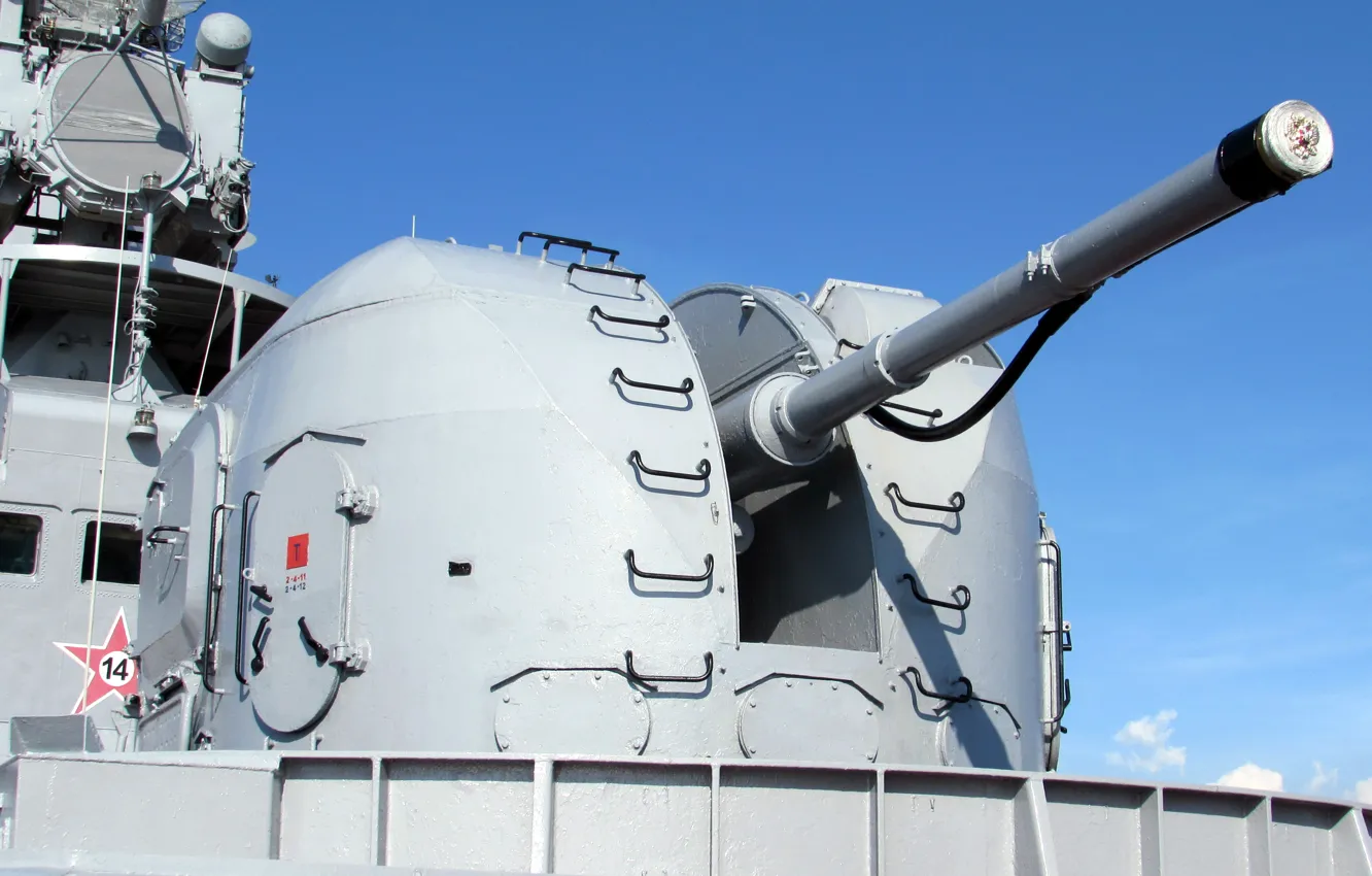 Фото обои артиллерийская установка, корабельная, АК-100, одноствольная