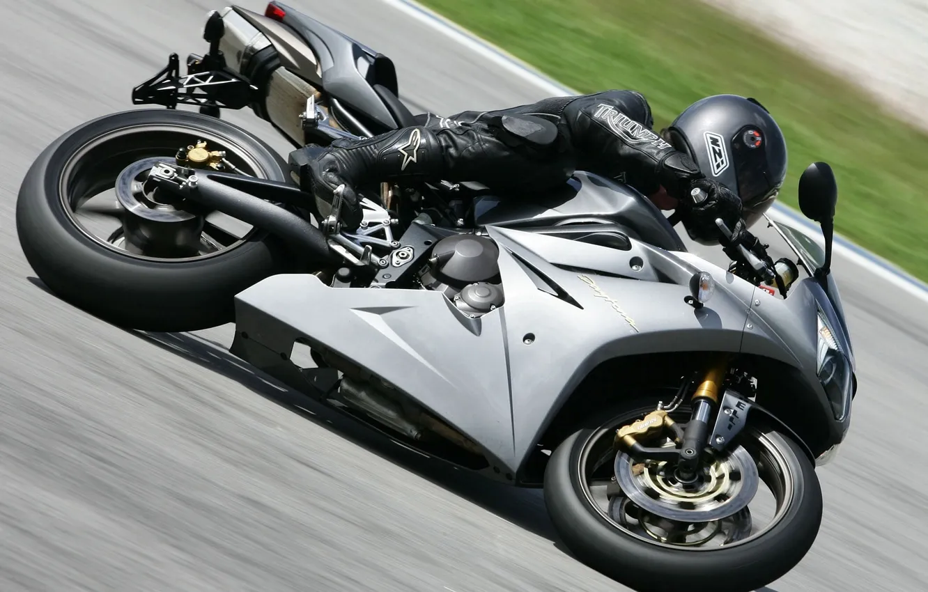 Фото обои чёрный, скорость, поворот, мотоцикл, black, daytona