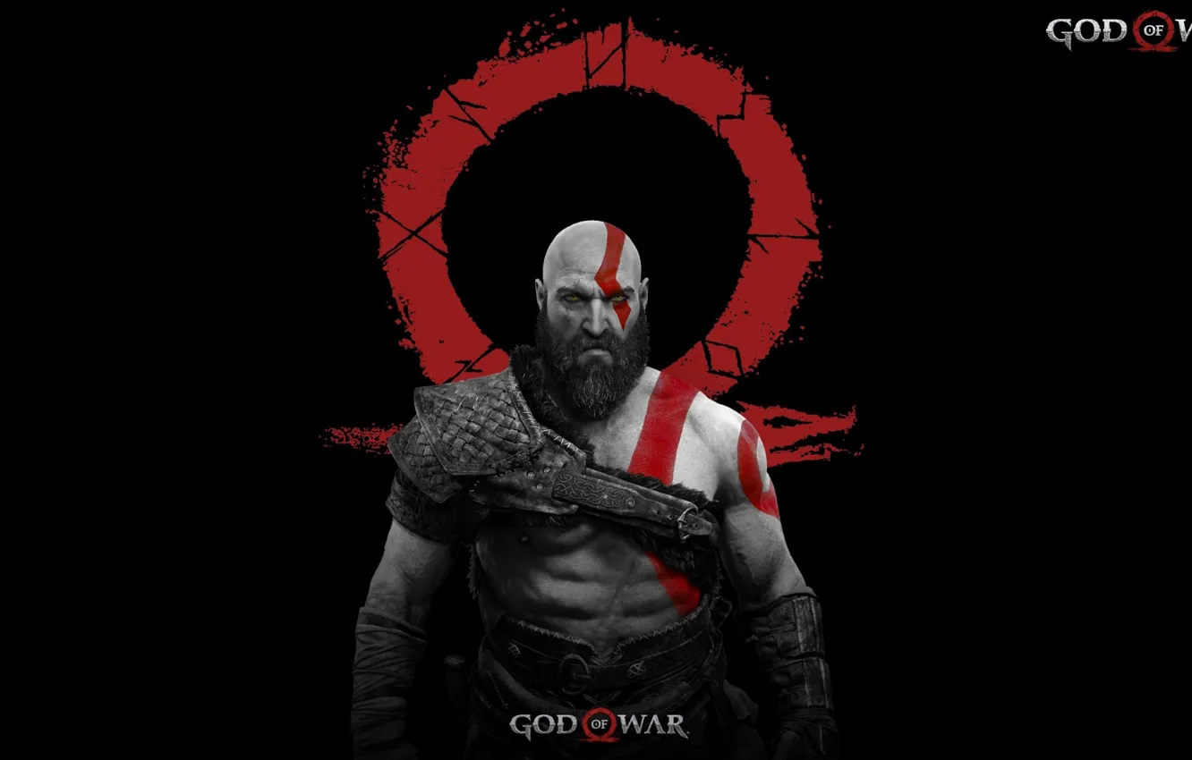 Фото обои logo, demigod, armor, Kratos, God of War, general, Spartan, angry