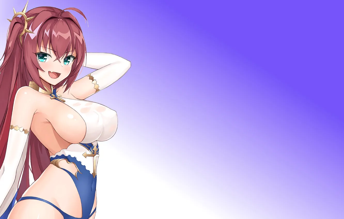 Фото обои kawaii, girl, hot, sexy, red hair, boobs, anime, pretty