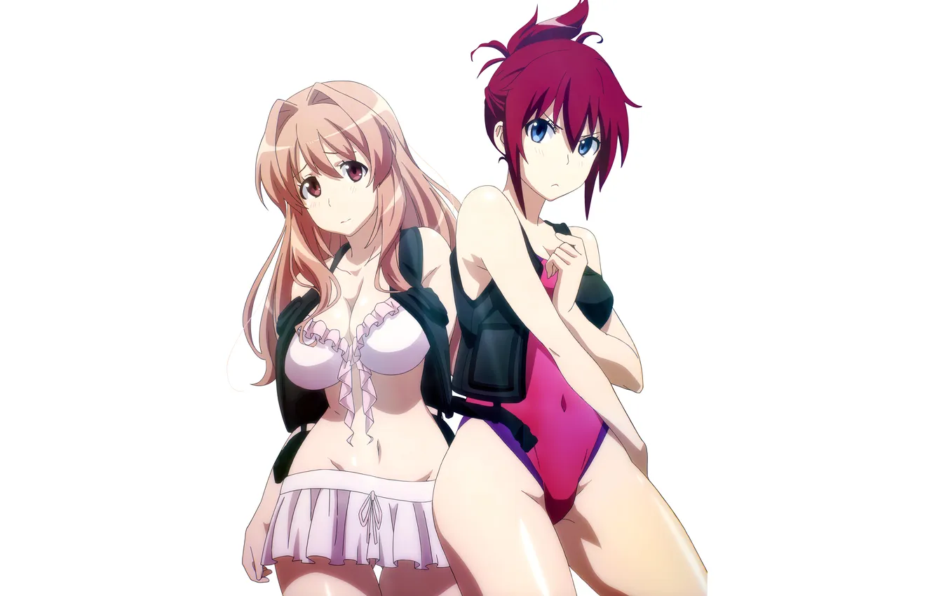 Фото обои sexy, cleavage, pink hair, red hair, long hair, girls, boobs, anime