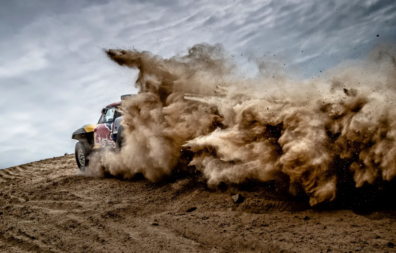 Фото обои Песок, Спорт, Пустыня, Машина, Скорость, Автомобиль, Rally, Dakar