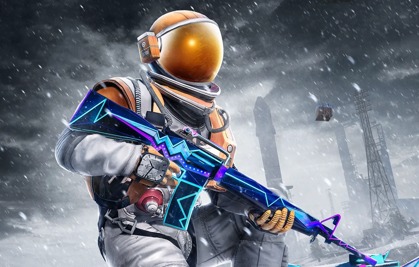 Фото обои зима, снег, оружие, скафандр, PlayerUnknown's Battlegrounds