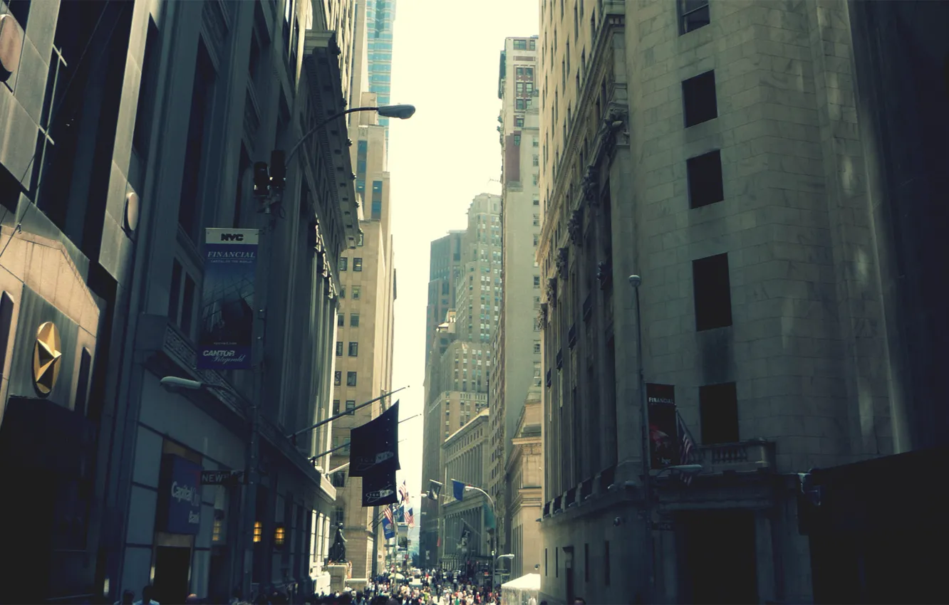 Фото обои город, люди, улица, здания, Нью-Йорк, небоскребы, City, мегаполис