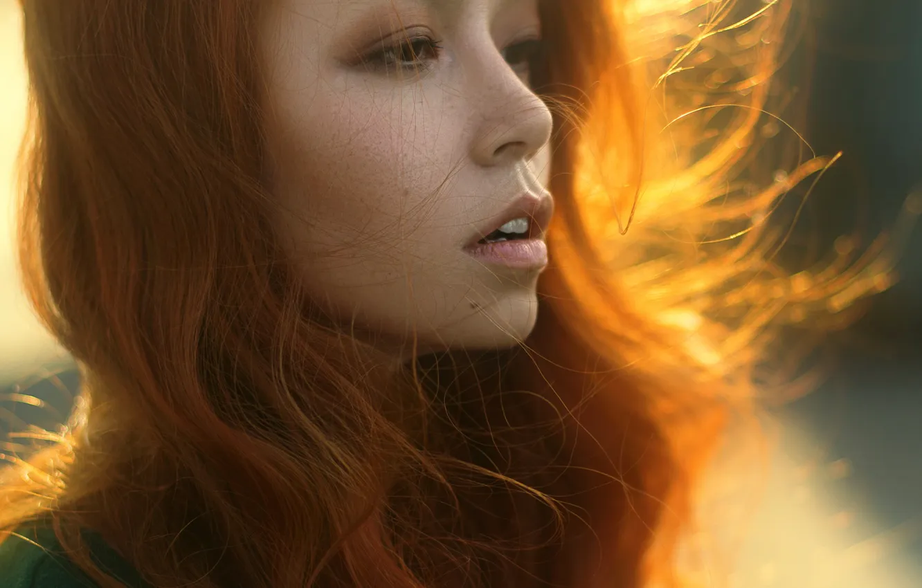 Фото обои губки, рыжеволосая, Carolina, Tatiana Merсalova