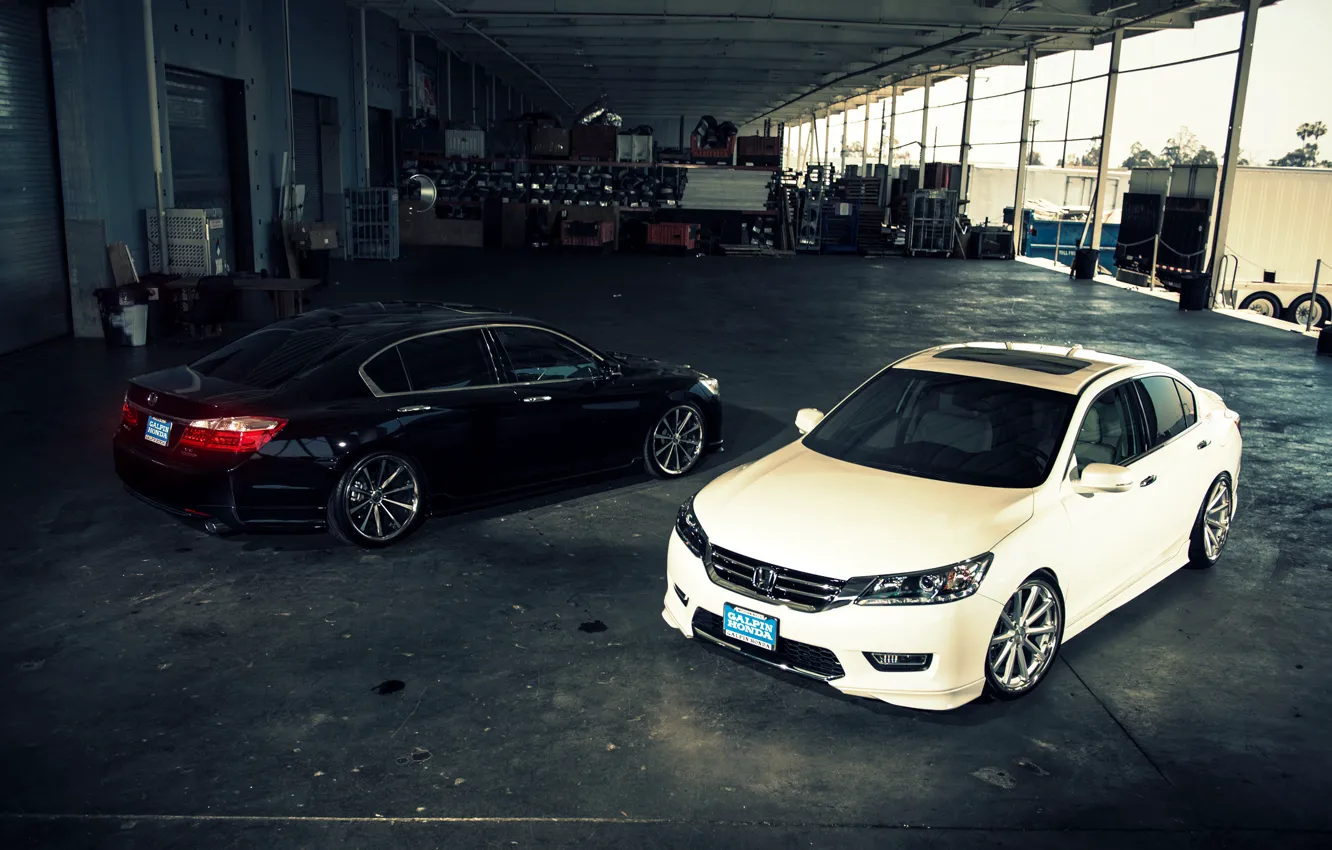 Фото обои white, wheels, Honda, Accord, black, хонда, Galpin, wossen