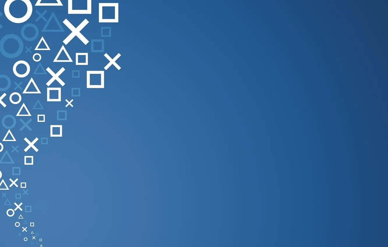 Фото обои игра, минимализм, game, minimalism, синий фон, Playstation, blue background, Play Station