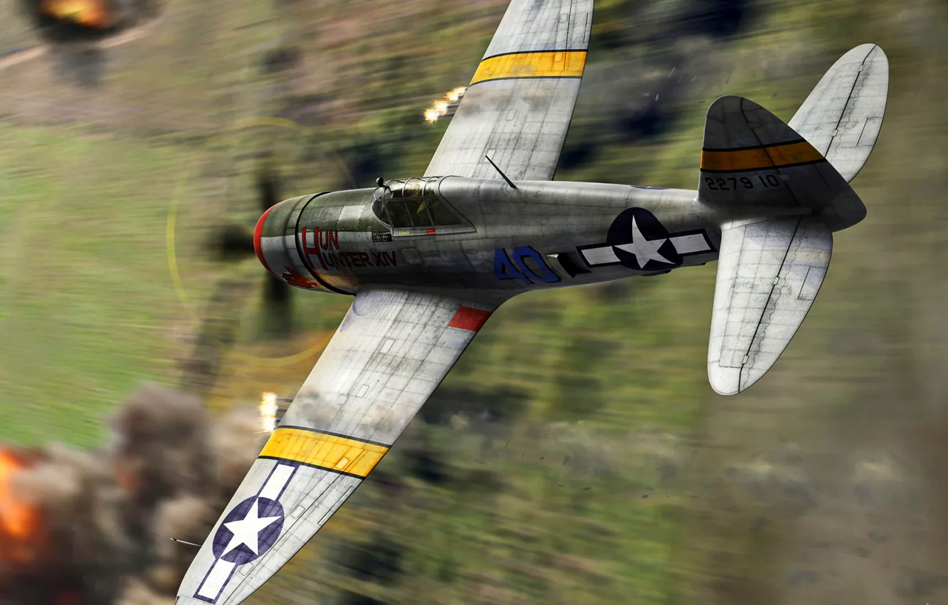 Фото обои истребитель, USAF, P-47 Thunderbolt, 57th Fighter Group, P-47D