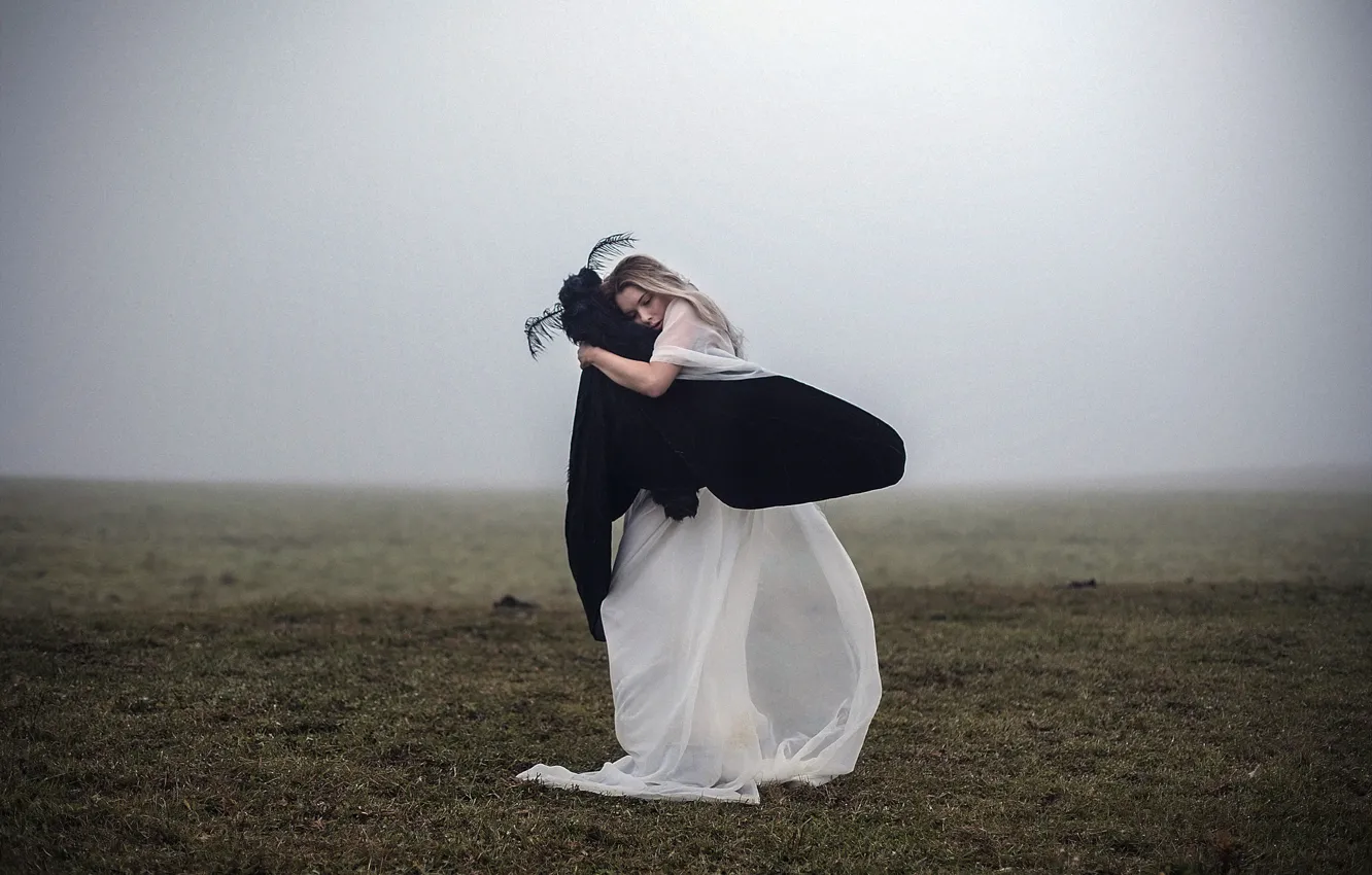 Фото обои мечта, девушка, туман, настроение