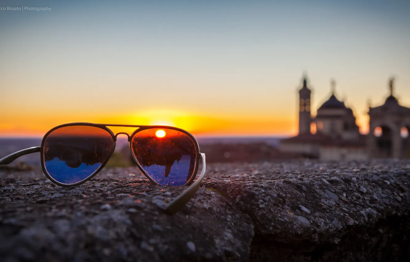 Фото обои закат, город, камень, вечер, очки, Италия, Italy, sunset