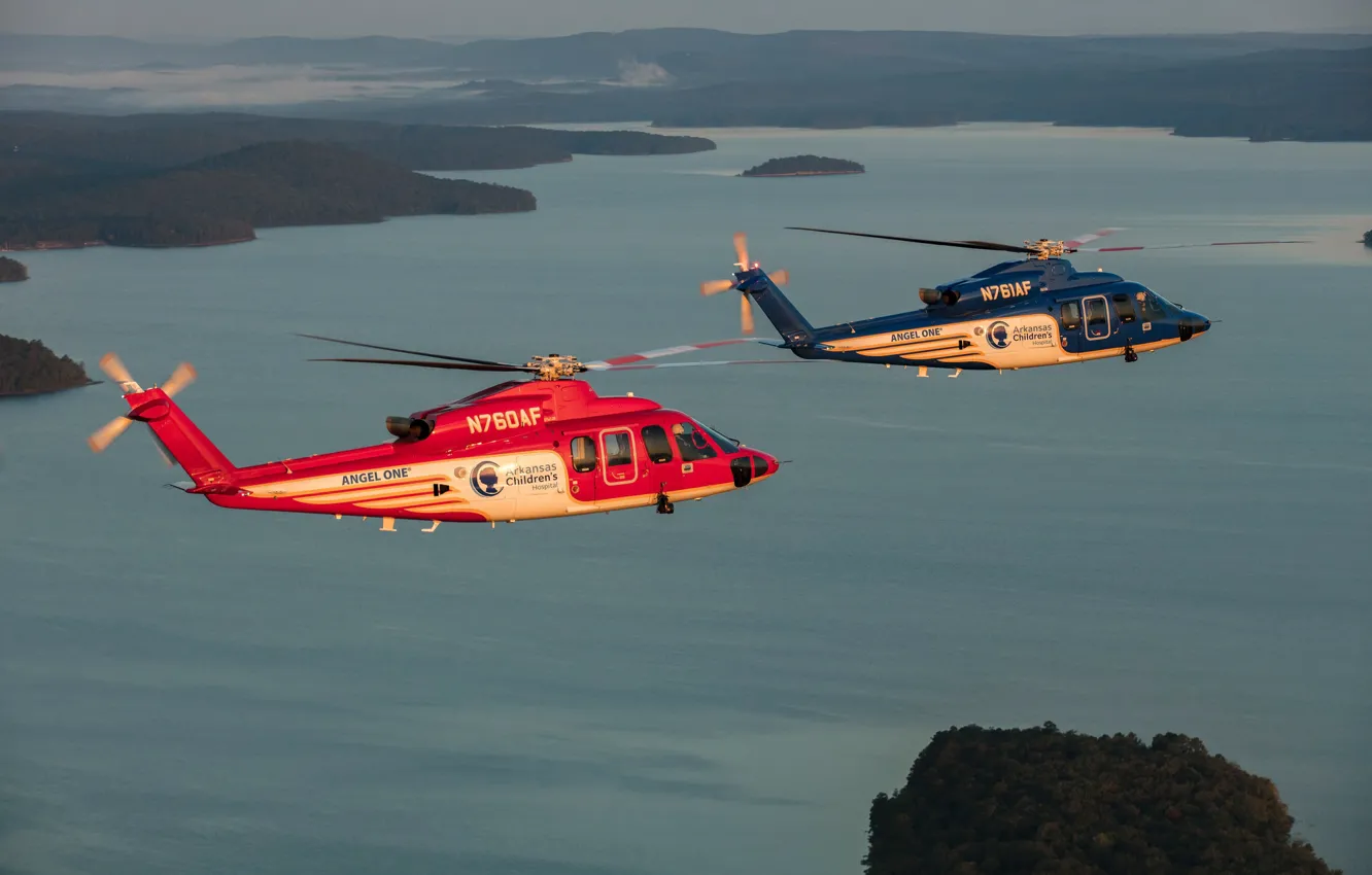 Фото обои пейзаж, вертолеты, Sikorsky S-76