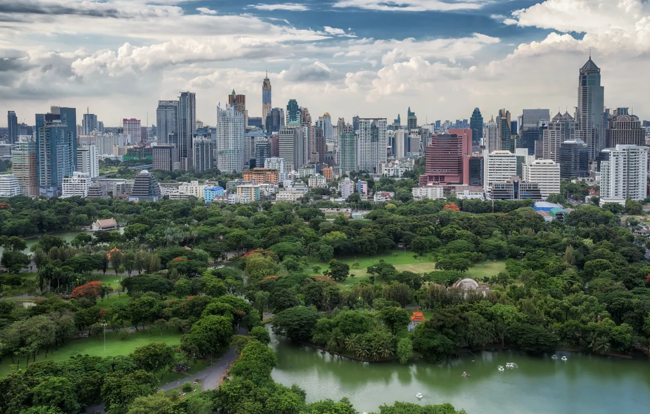 Фото обои деревья, город, озеро, Таиланд, Бангкок, Thailand, Bangkok
