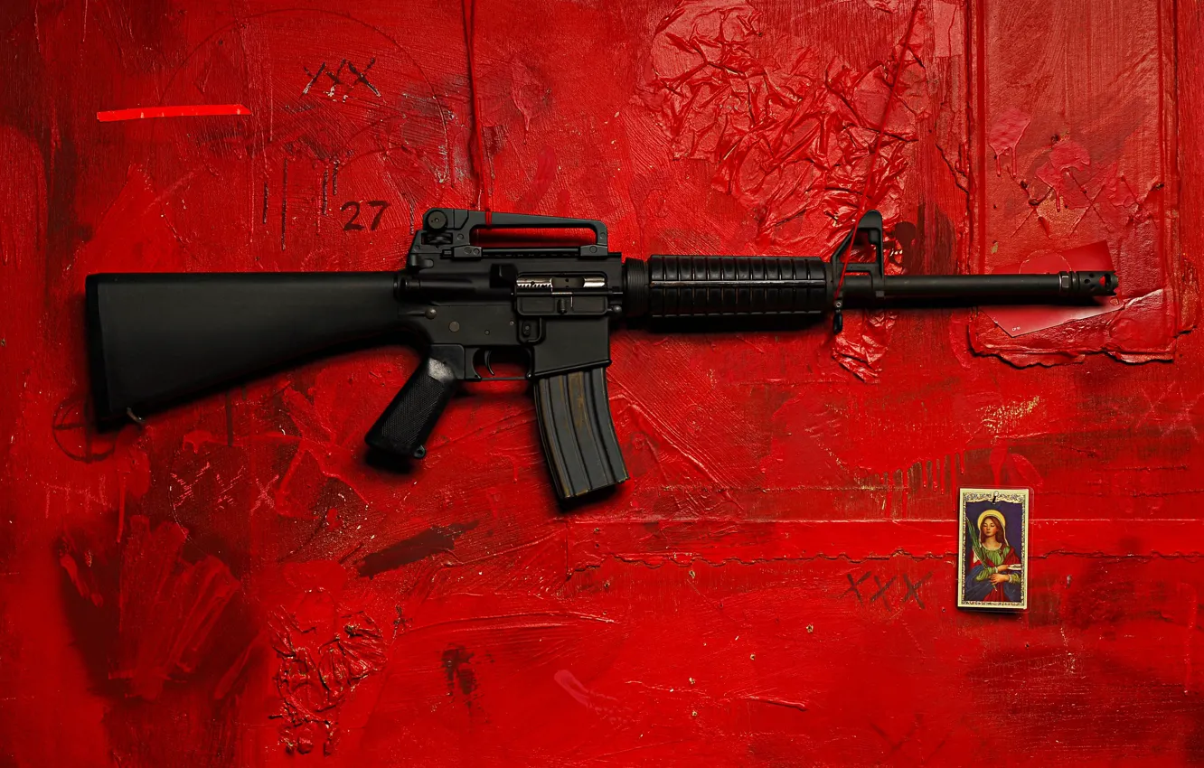 Фото обои фон, стена, штурмовая винтовка, иконка