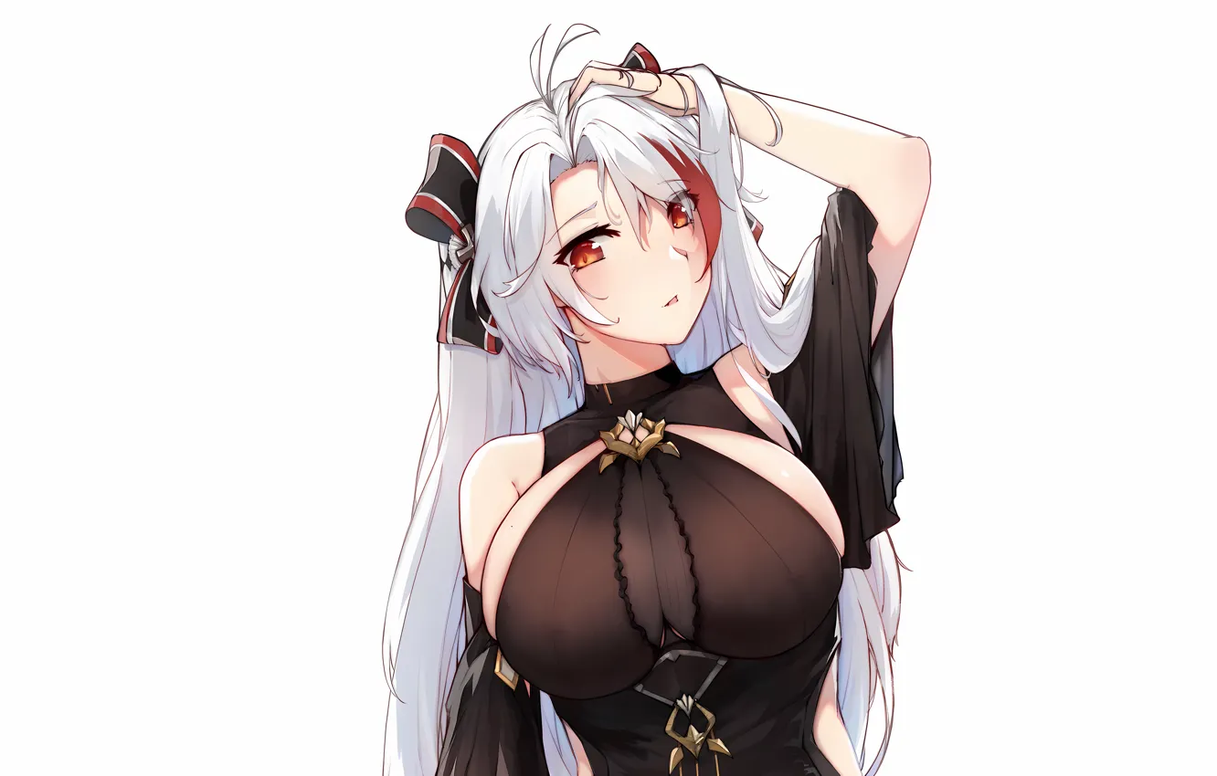 Фото обои girl, sexy, cleavage, blouse, long hair, boobs, anime, beautiful
