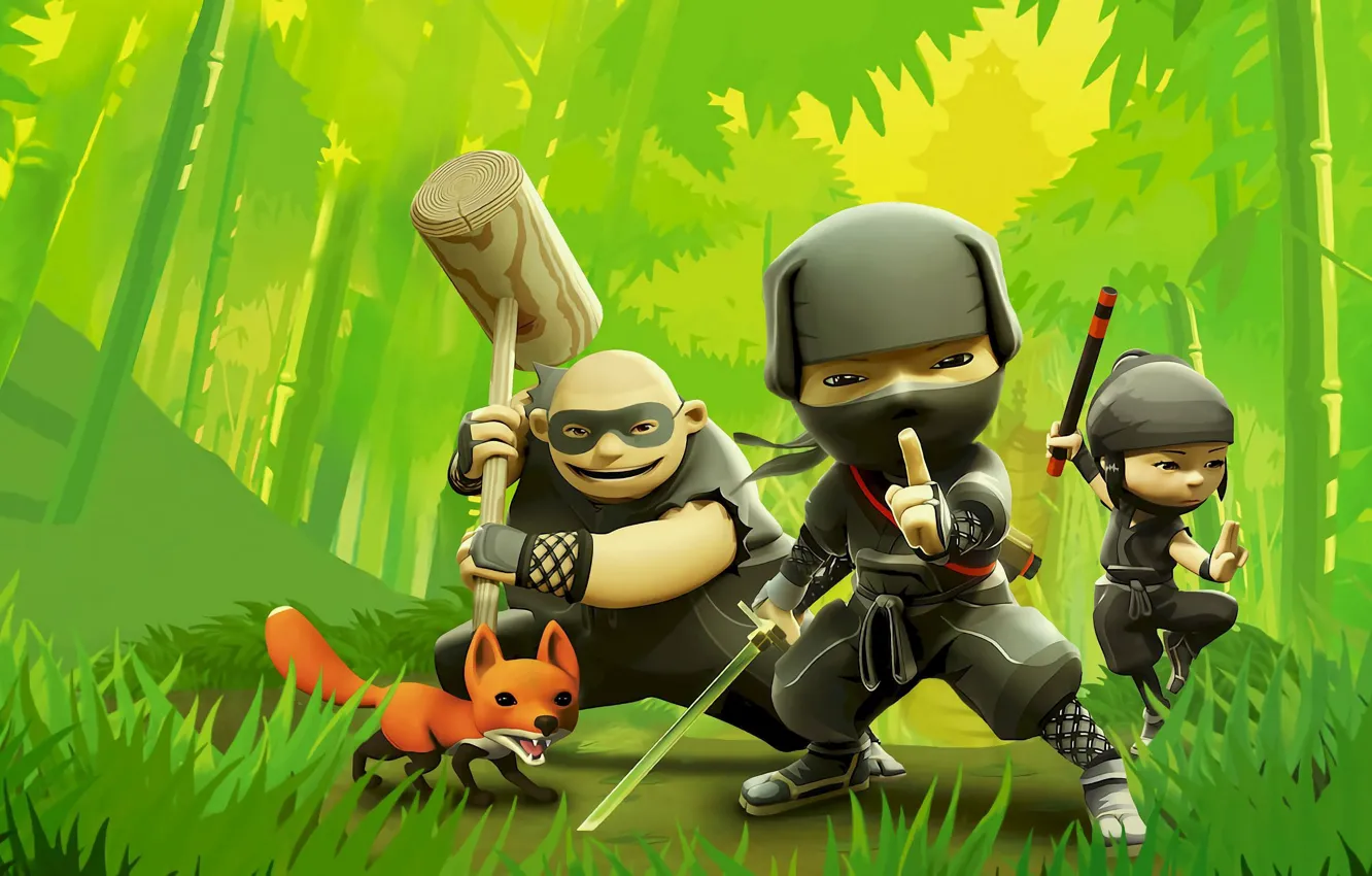 Фото обои игра, ниндзя, приключения, IO Interactive, Mini Ninjas, Hiro, Futo, Suzume