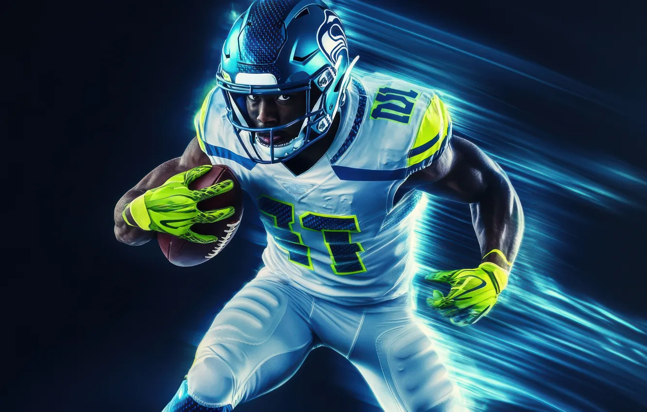 Фото обои style, neon, football, american, player