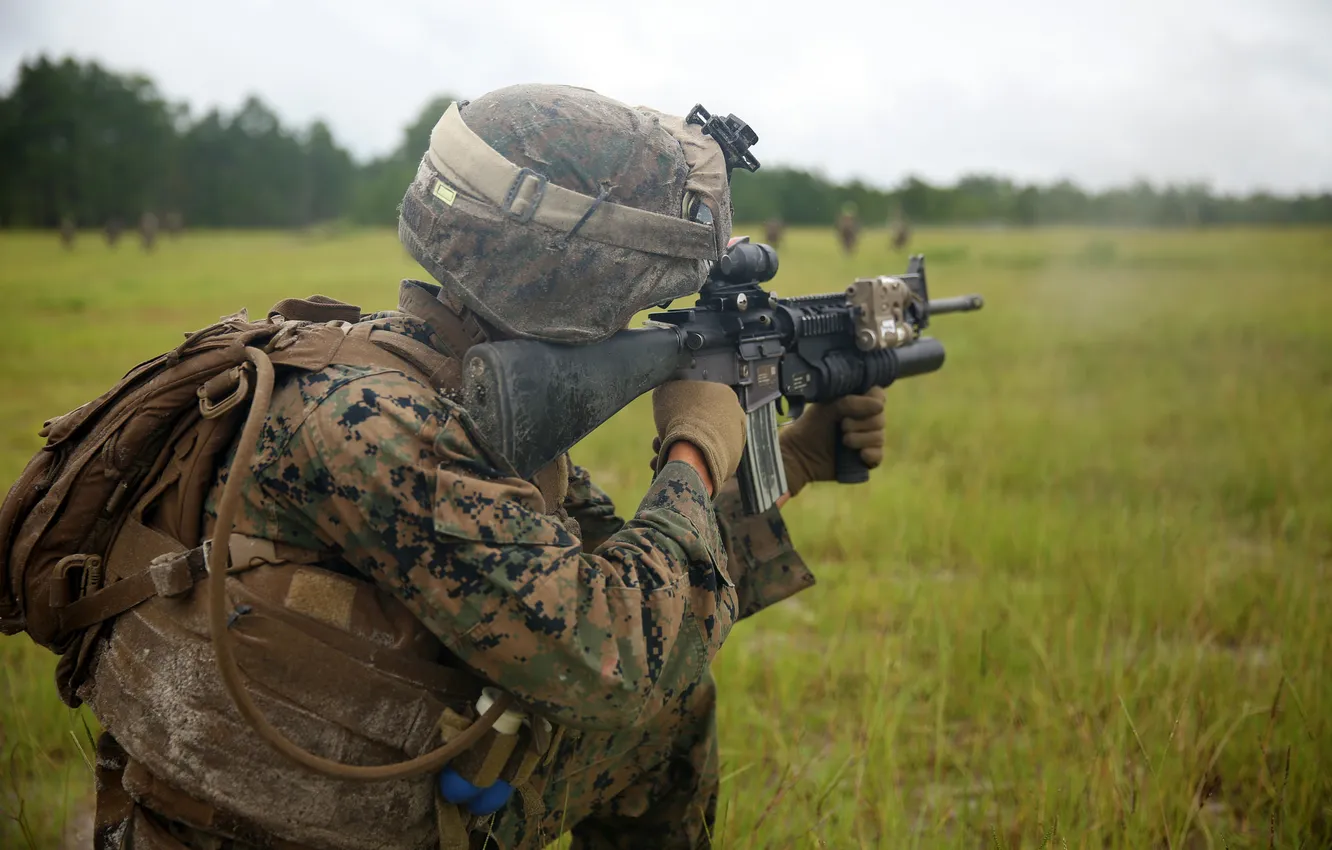 Фото обои солдат, United States Marine Corps, M16A4