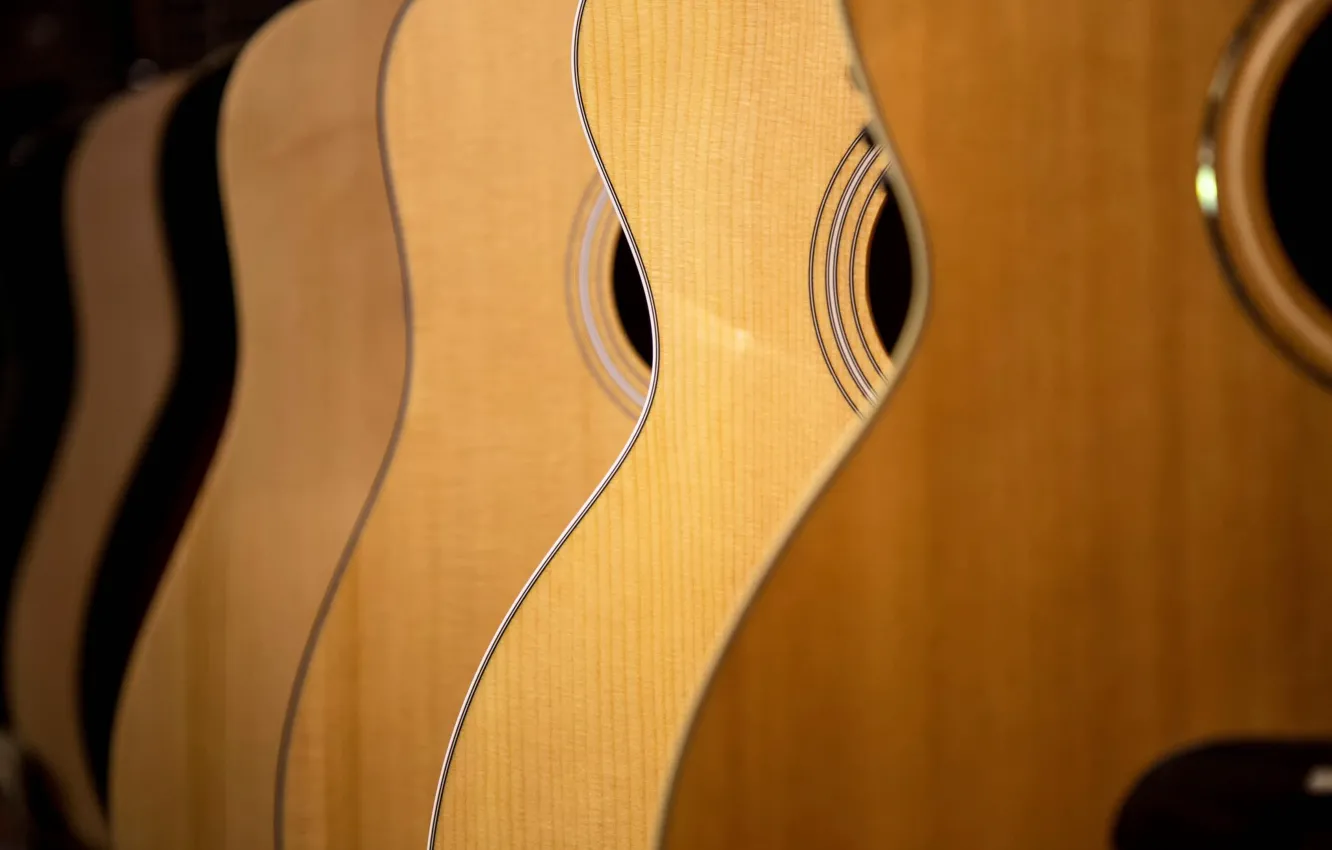 Фото обои гитары, изгиб, Acoustic Guitars