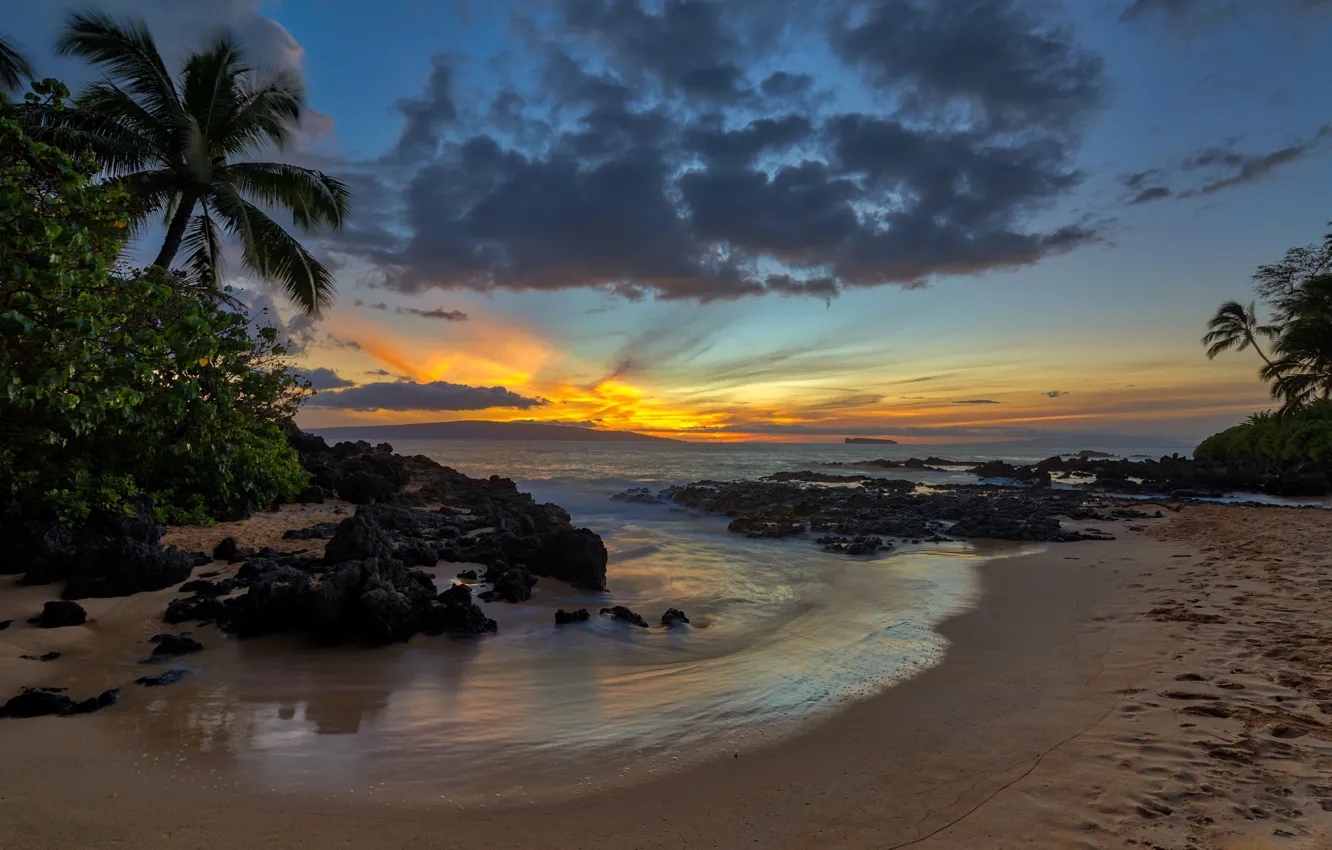 Фото обои закат, Гавайи, зарево, США