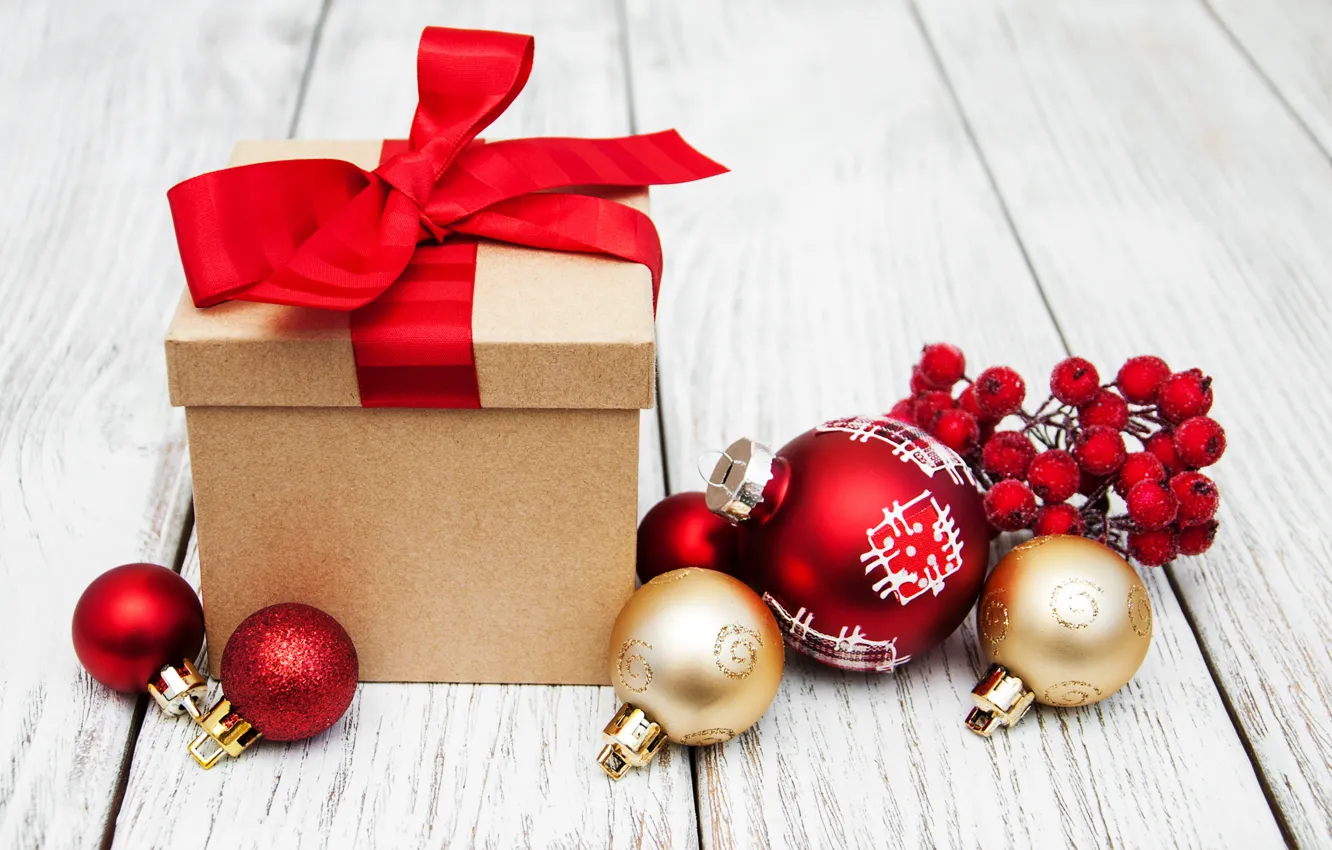 Фото обои украшения, подарок, шары, Новый Год, Рождество, christmas, balls, merry