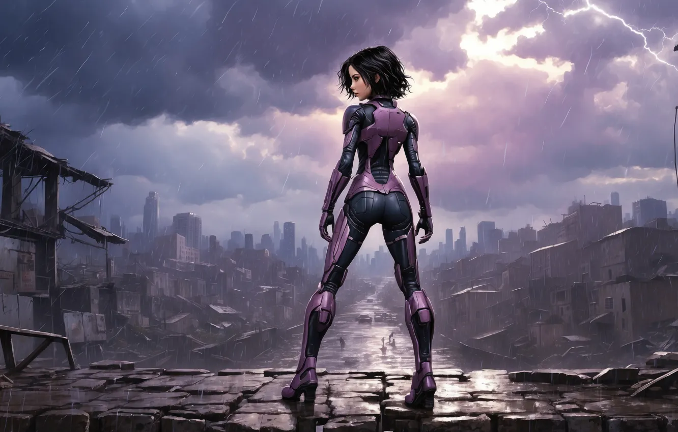 Фото обои storm, against, alita