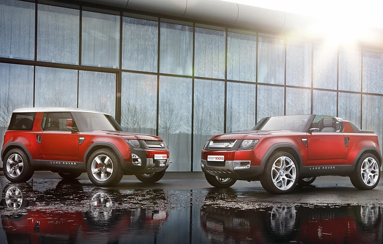 Фото обои Concept, солнце, красный, спорт, лужа, концепт, sport, Land Rover