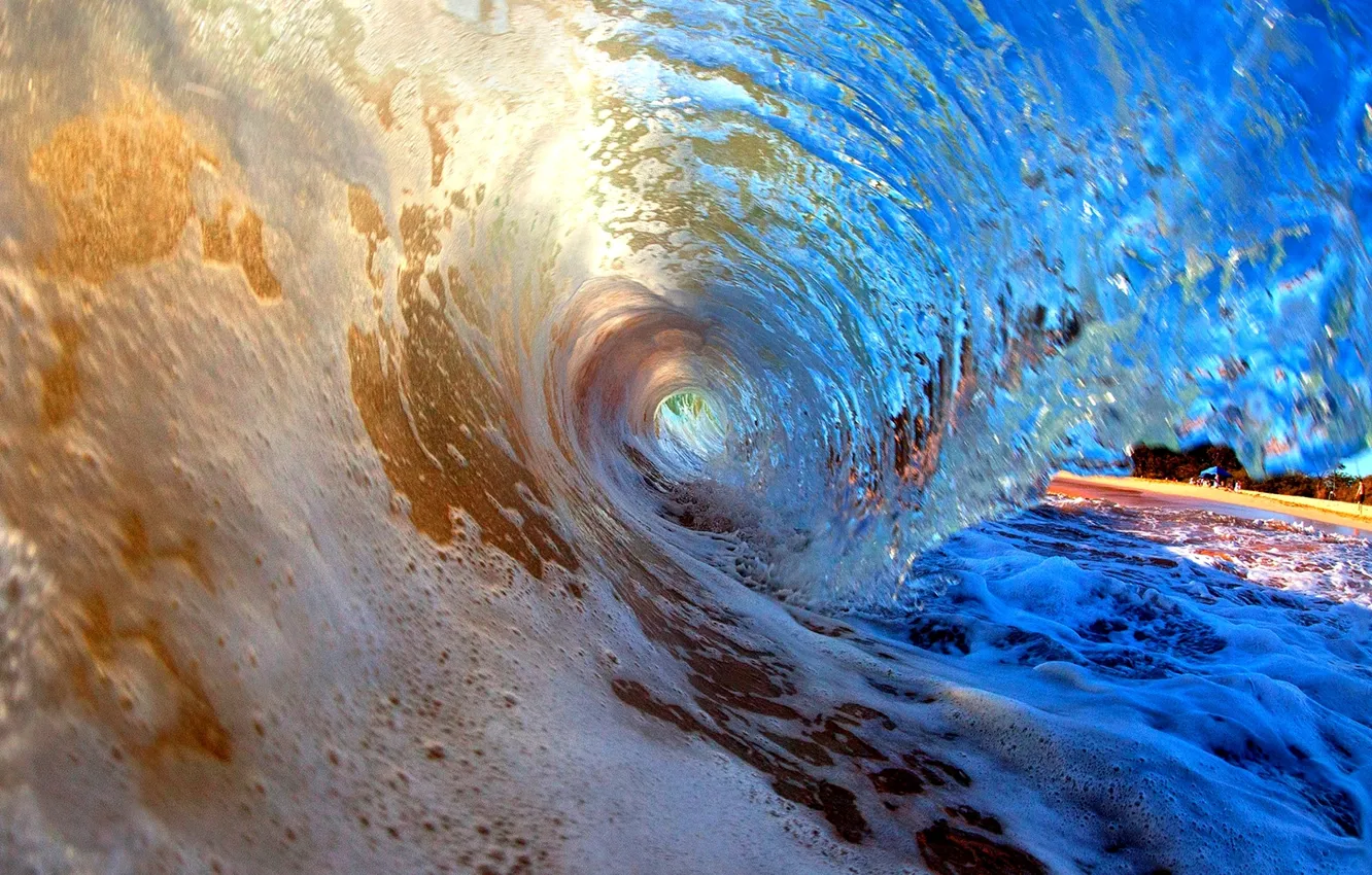 Фото обои песок, волны, пляж, пейзаж, океан, waves, beach, ocean