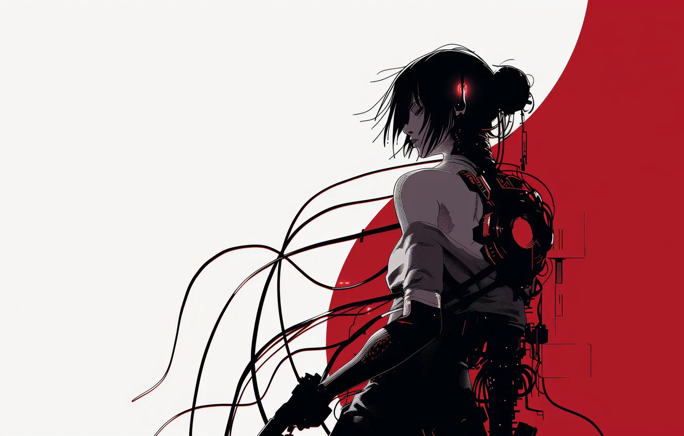 Фото обои anime, cyberpunk, women, AI art