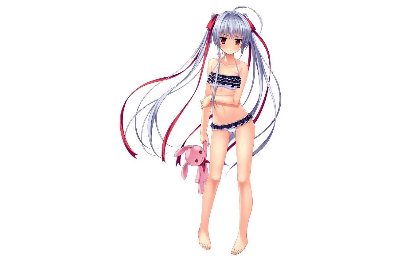 Фото обои girl, sexy, long hair, legs, anime, beautiful, twintails, red eyes