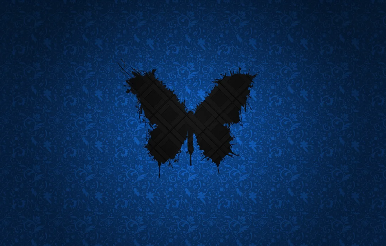 Фото обои black, blue, butterfly