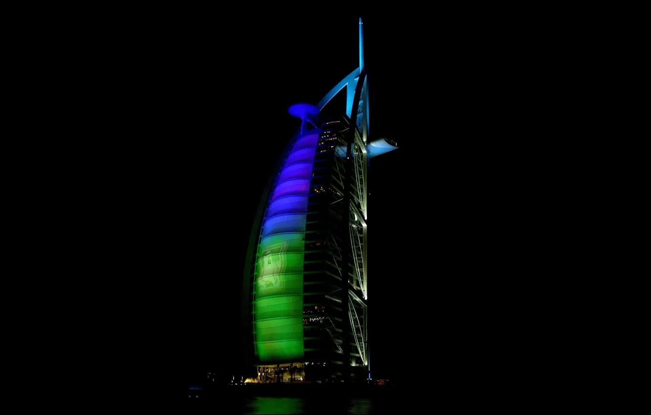 Фото обои Ночь, Башня, Дубаи
