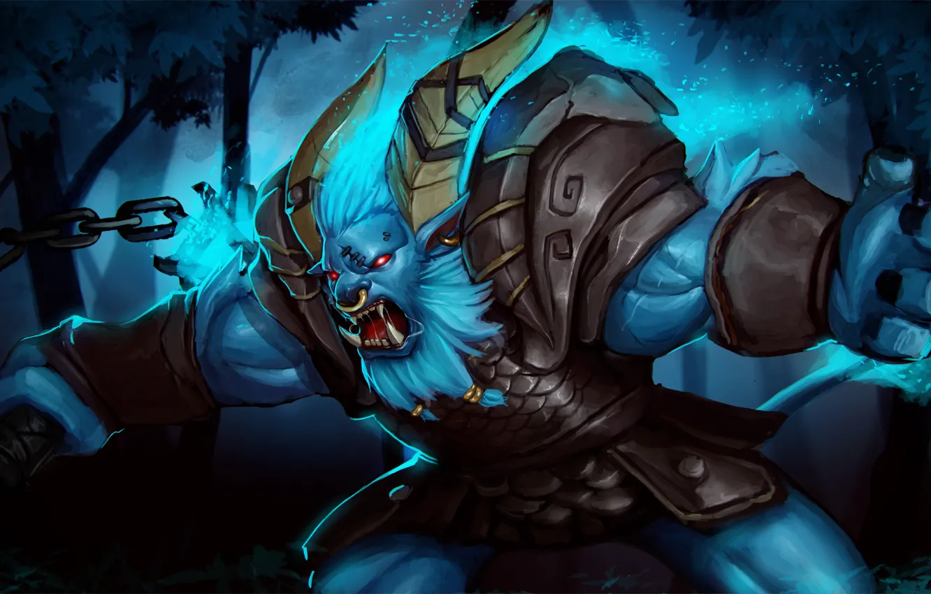 Фото обои арт, ярость, цепь, рога, бык, Dota 2, Spirit Breaker, Barathrum