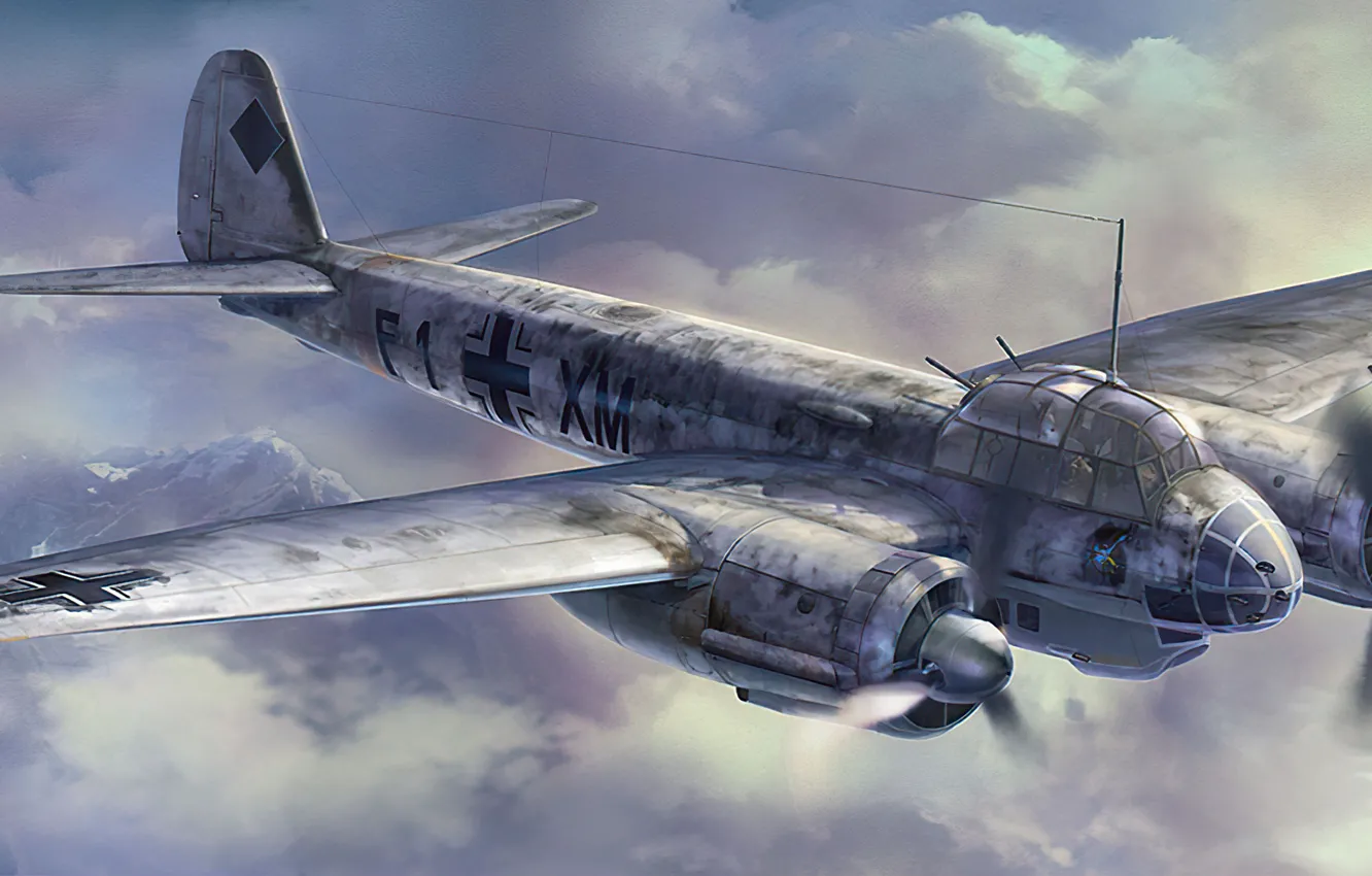 Фото обои art, airplane, aviation, ww2, ju-88
