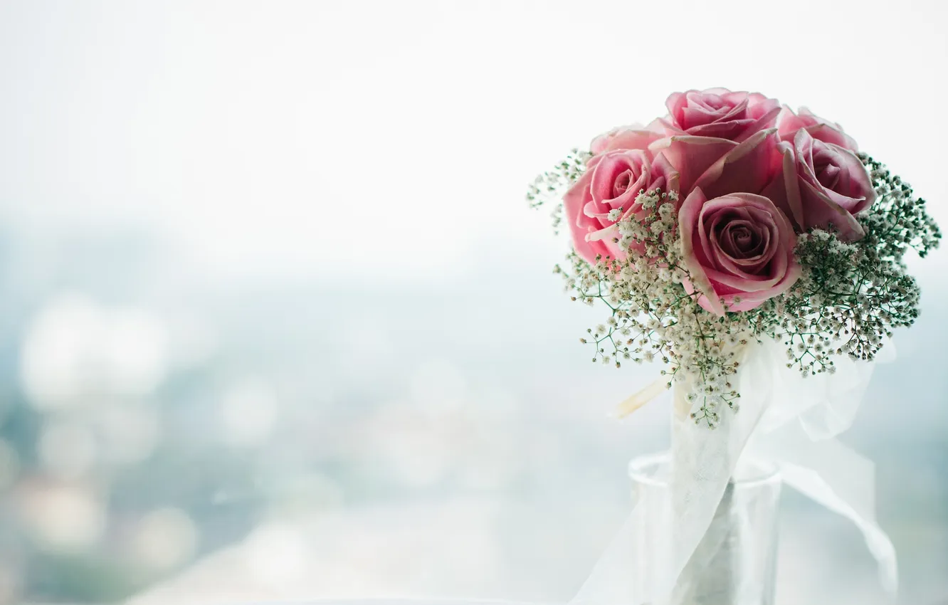 Фото обои цветы, розы, букет, лепестки, розовые