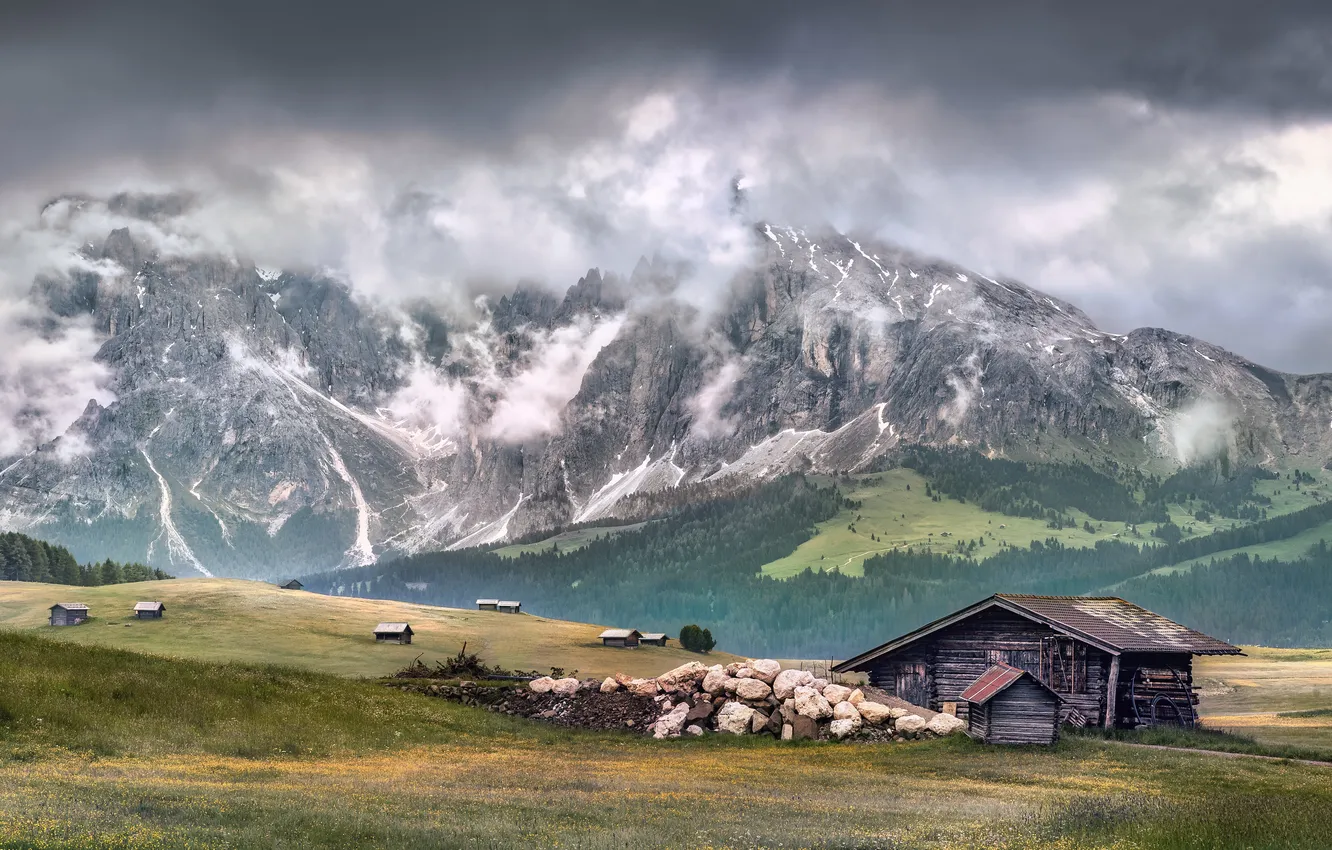 Фото обои Природа, Облака, Горы, Италия, Пейзаж, South Tyrol