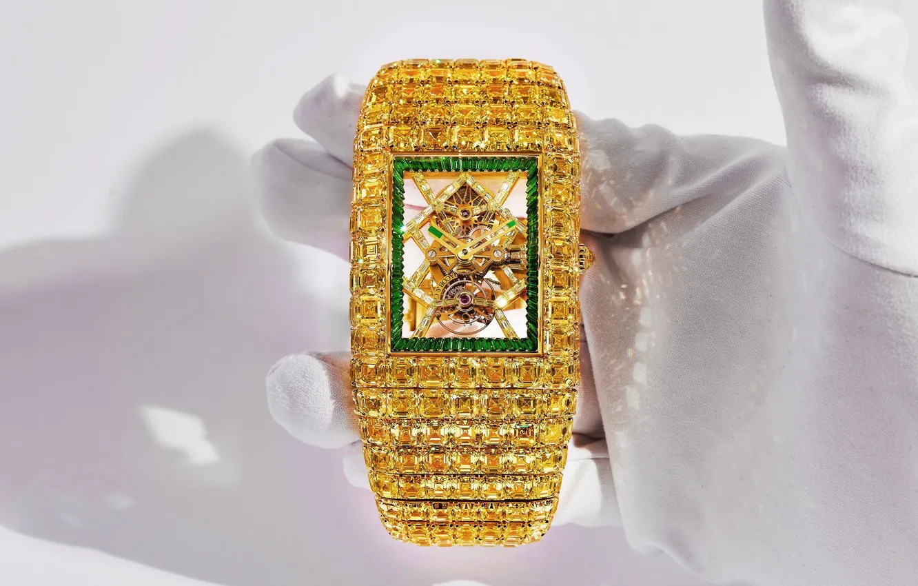 Фото обои Yellow Diamond, Jacob & Co, Billionaire Watch, Billionaire Timeless Treasure, Желтые бриллианты