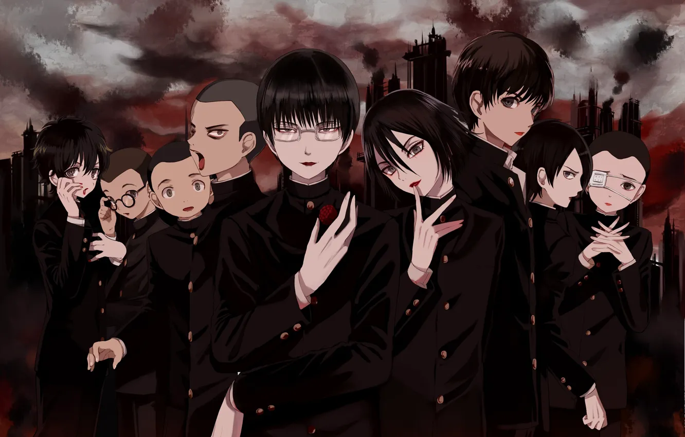 Фото обои группа, аниме, парни, litchi hikari club