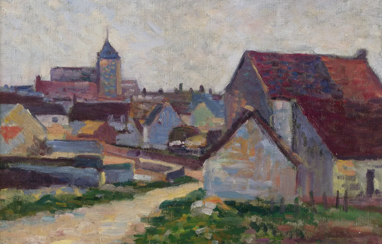 Фото обои картина, городской пейзаж, 1897, Максимильен Люс, Maximilien Luce, Conche-Sur-Condoires