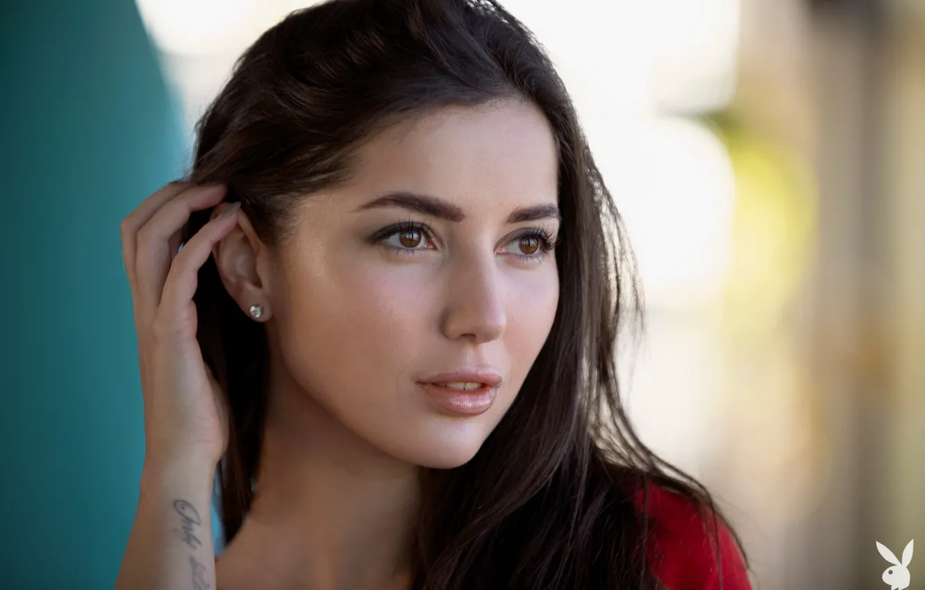 Фото обои Playboy, Model, Tattoo, Marina, Close Up