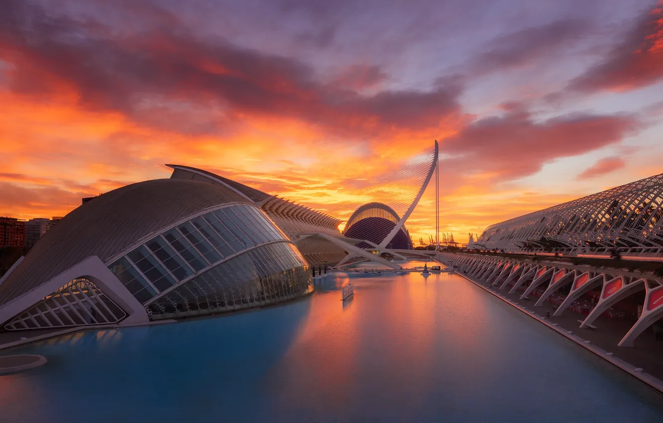 Фото обои закат, город, Valencia