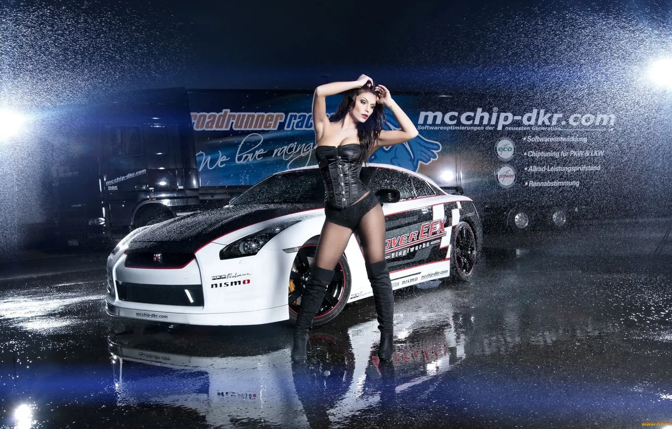 Фото обои дождь, Silvia Hauten, Nissan GTR