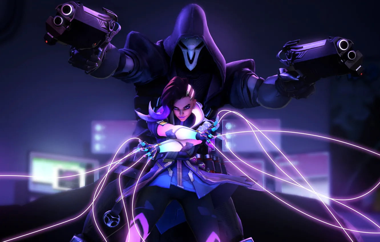 Фото обои reaper, hacker, overwatch, Gabriel Reyes, Sombra