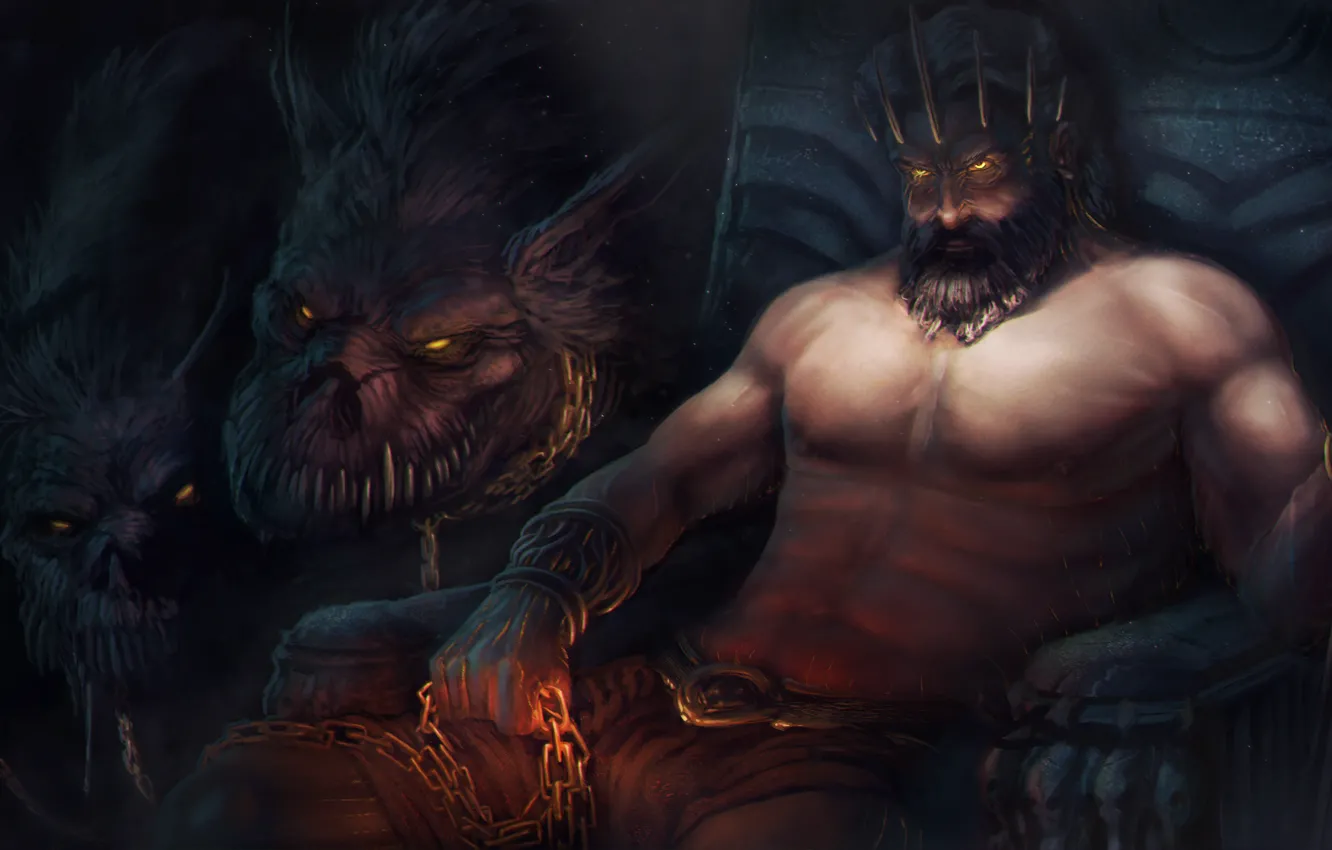 Фото обои игра, арт, God of War, цербер, Бог, Аид, подземное царство