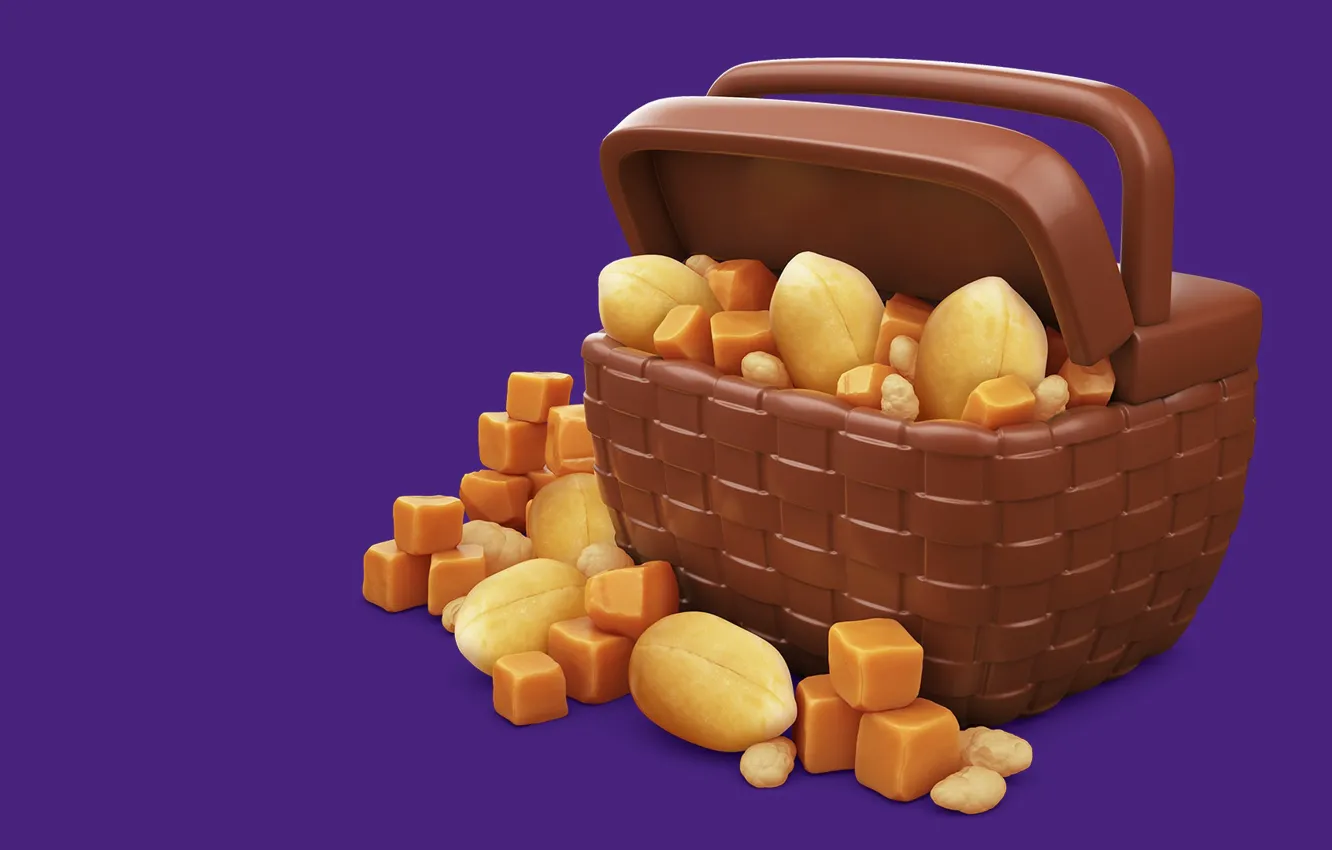Фото обои еда, шоколад, орех, арт, орешки, вкусняшки, 3D, AJ Jefferies