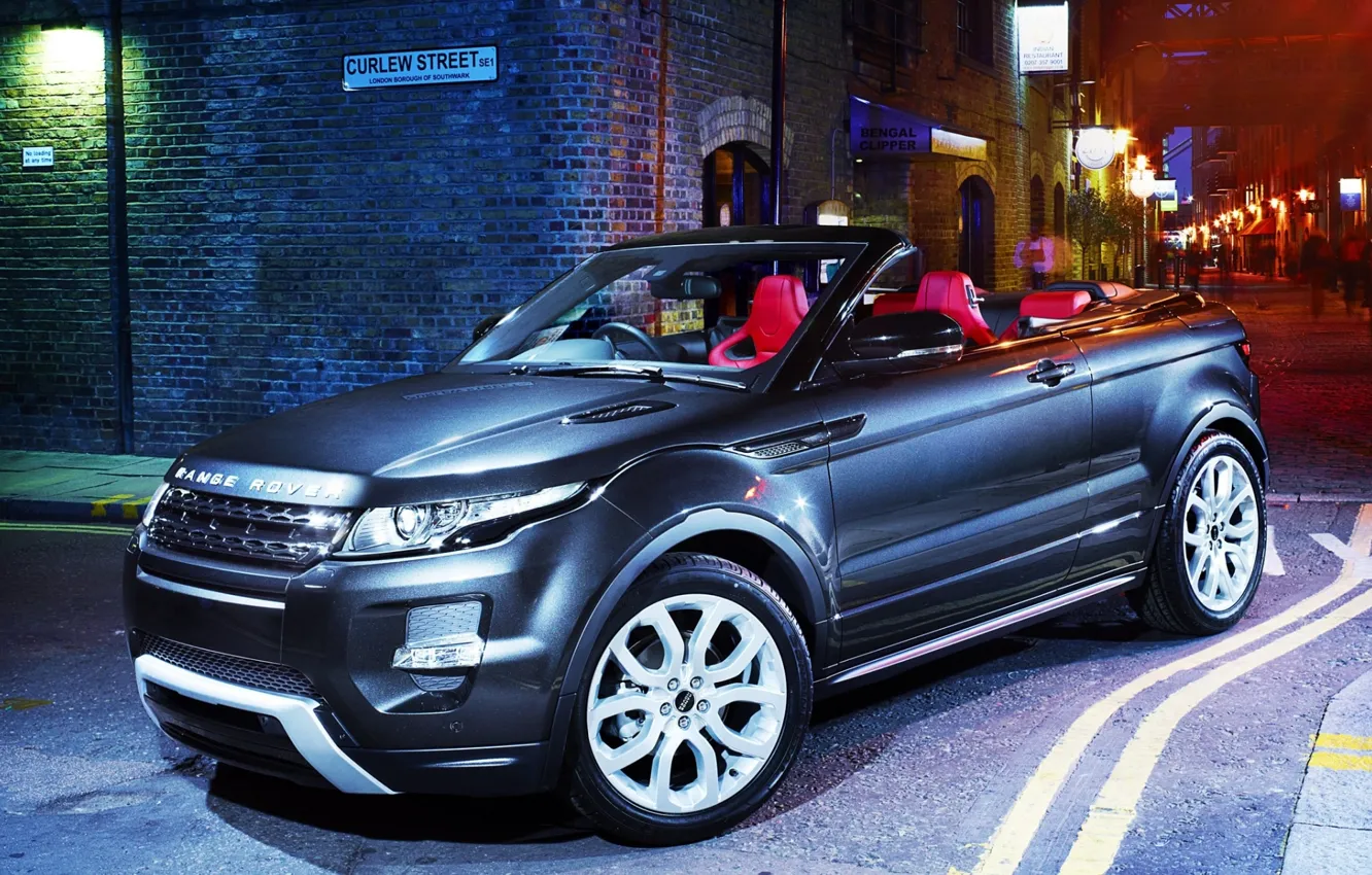 Фото обои ночь, concept, джип, концепт, фонарь, Land Rover, кабриолет, range rover