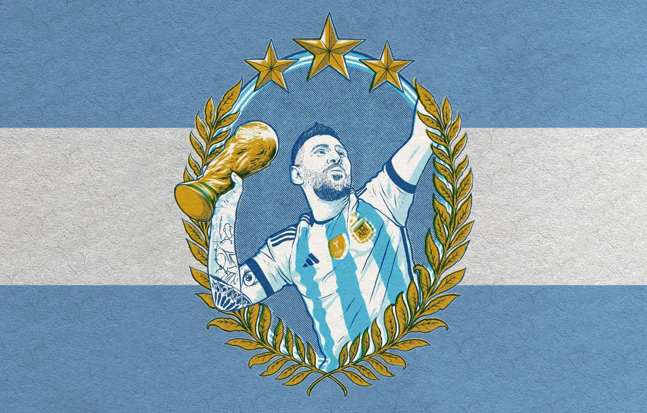 Фото обои Флаг, Победа, Аргентина, Лионель Месси, Lionel Messi, Messi, Радость, World Cup