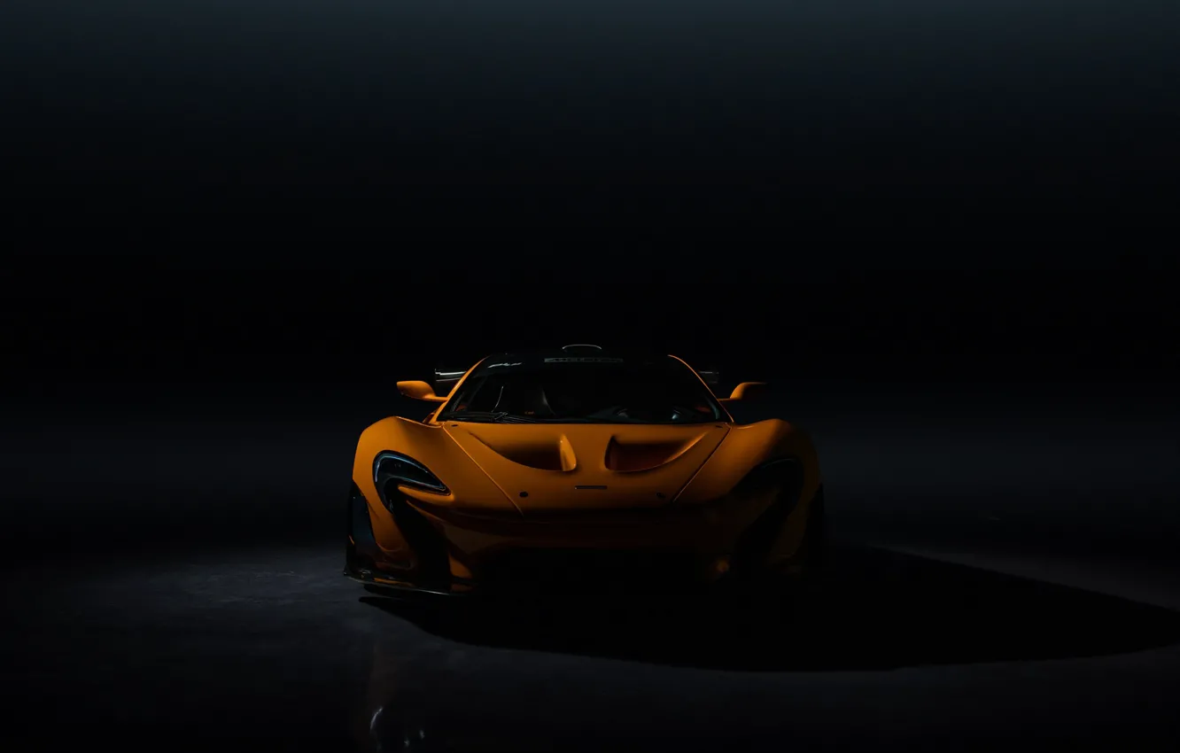 Фото обои McLaren, Dark, Orange, Front, Sight