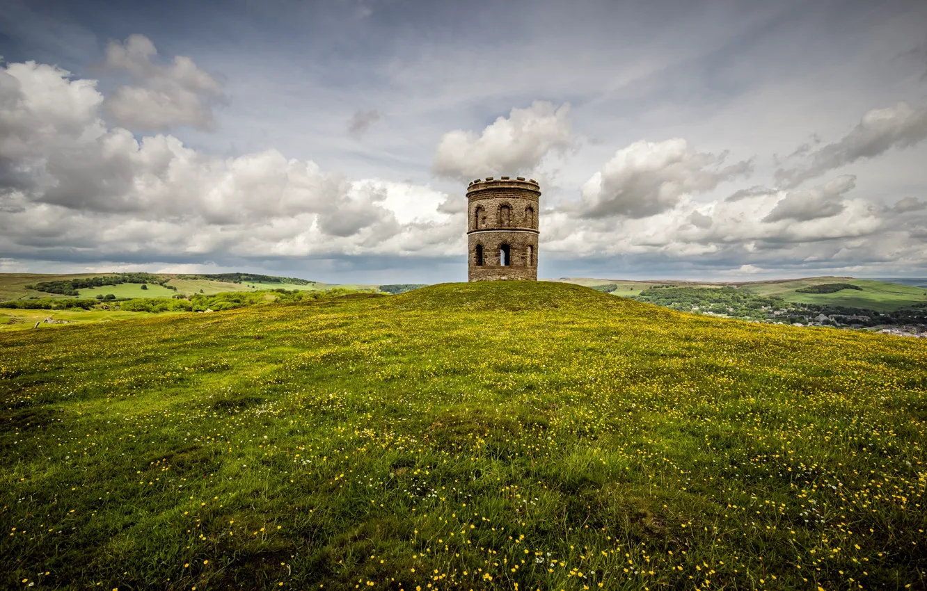 Фото обои Англия, башня, Buxton, Peak district, Grinlow Tower