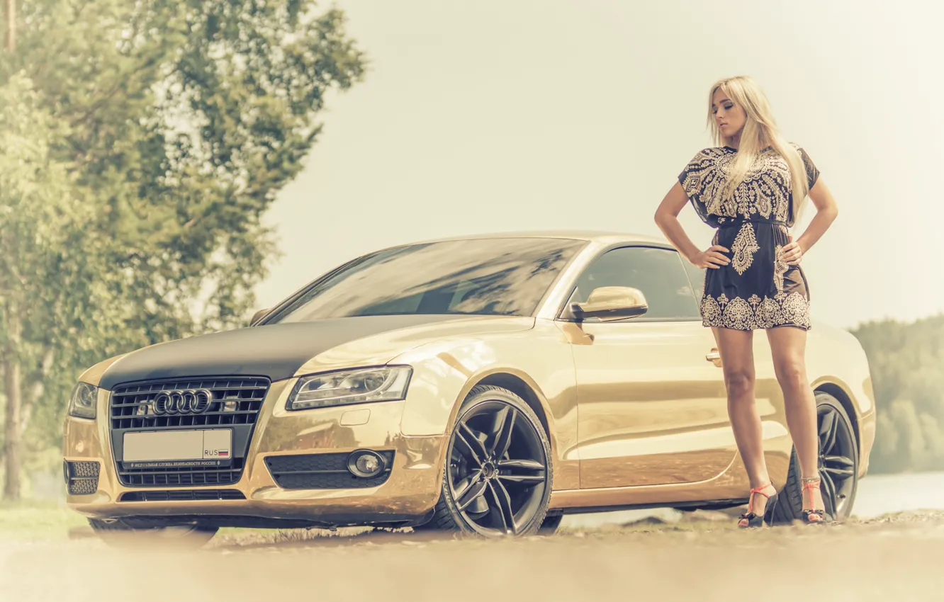 Фото обои авто, девушка, Audi, Девушки, платье