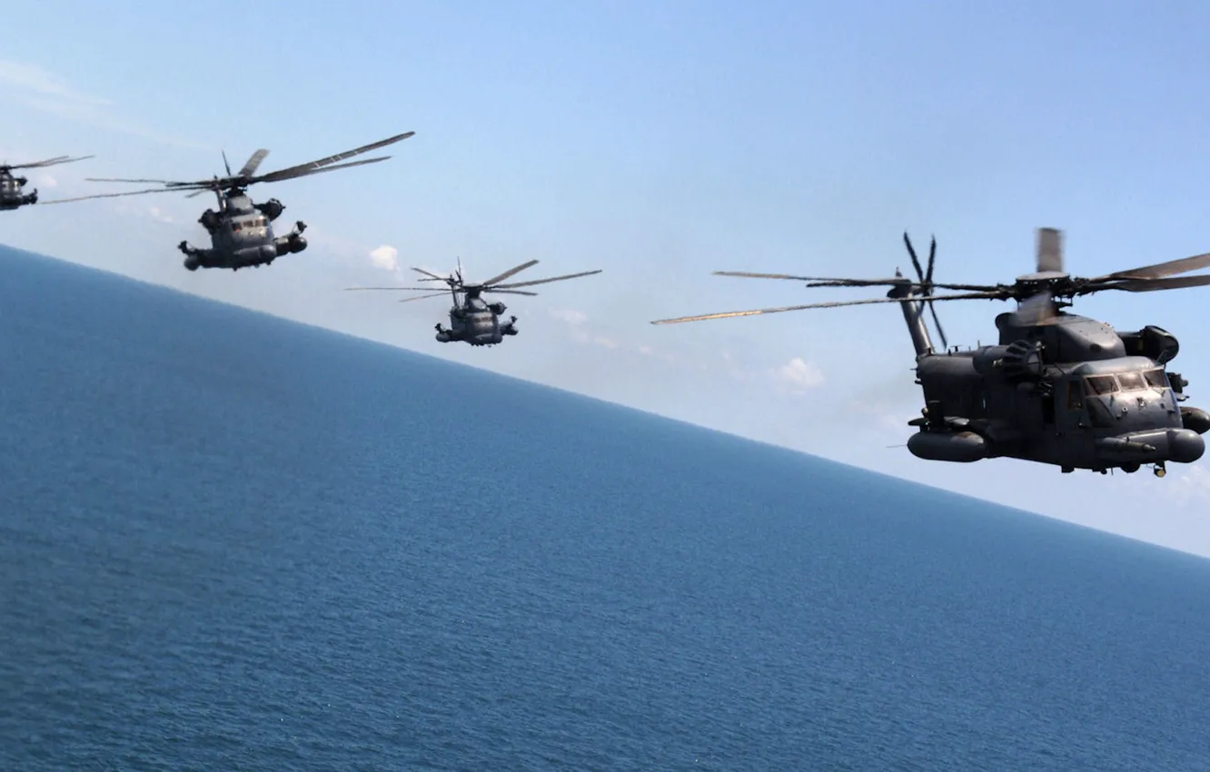 Фото обои тяжёлый военно-транспортный вертолёт, Sikorsky Aero Engineering Corporation, Pave Low, MH-53